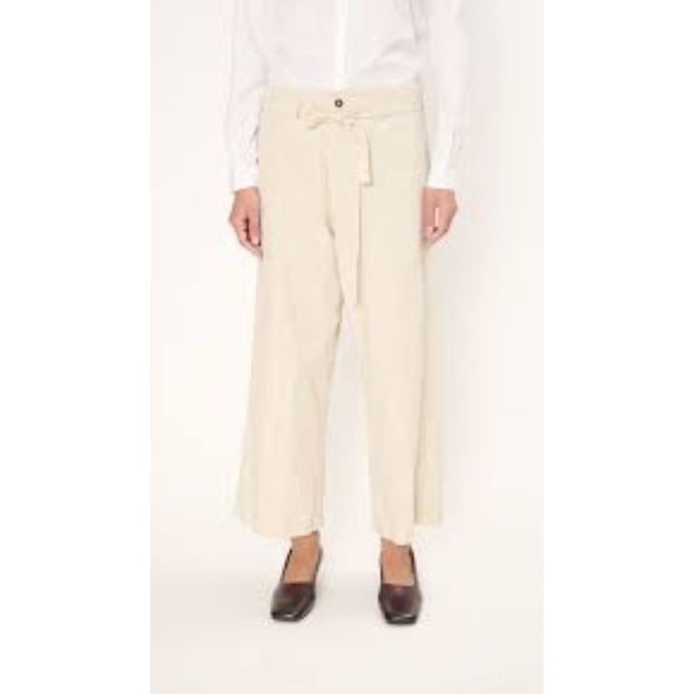 Sienna Sky Women's Wide Leg Cotton Blend Tie Waist Pants in Cream‎ Medium